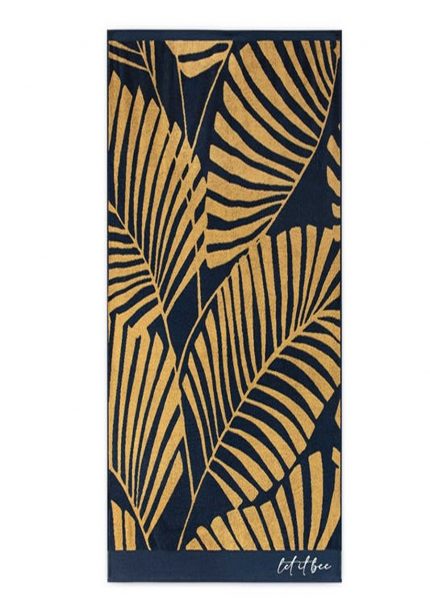 beach and bath towel Leaves blue /brown size 100*160